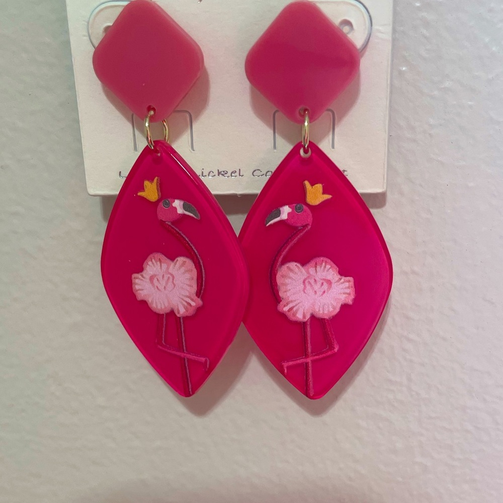 ❤️NEW ARRIVAL!❤️ McKenzie Pink Flamingo Earrings